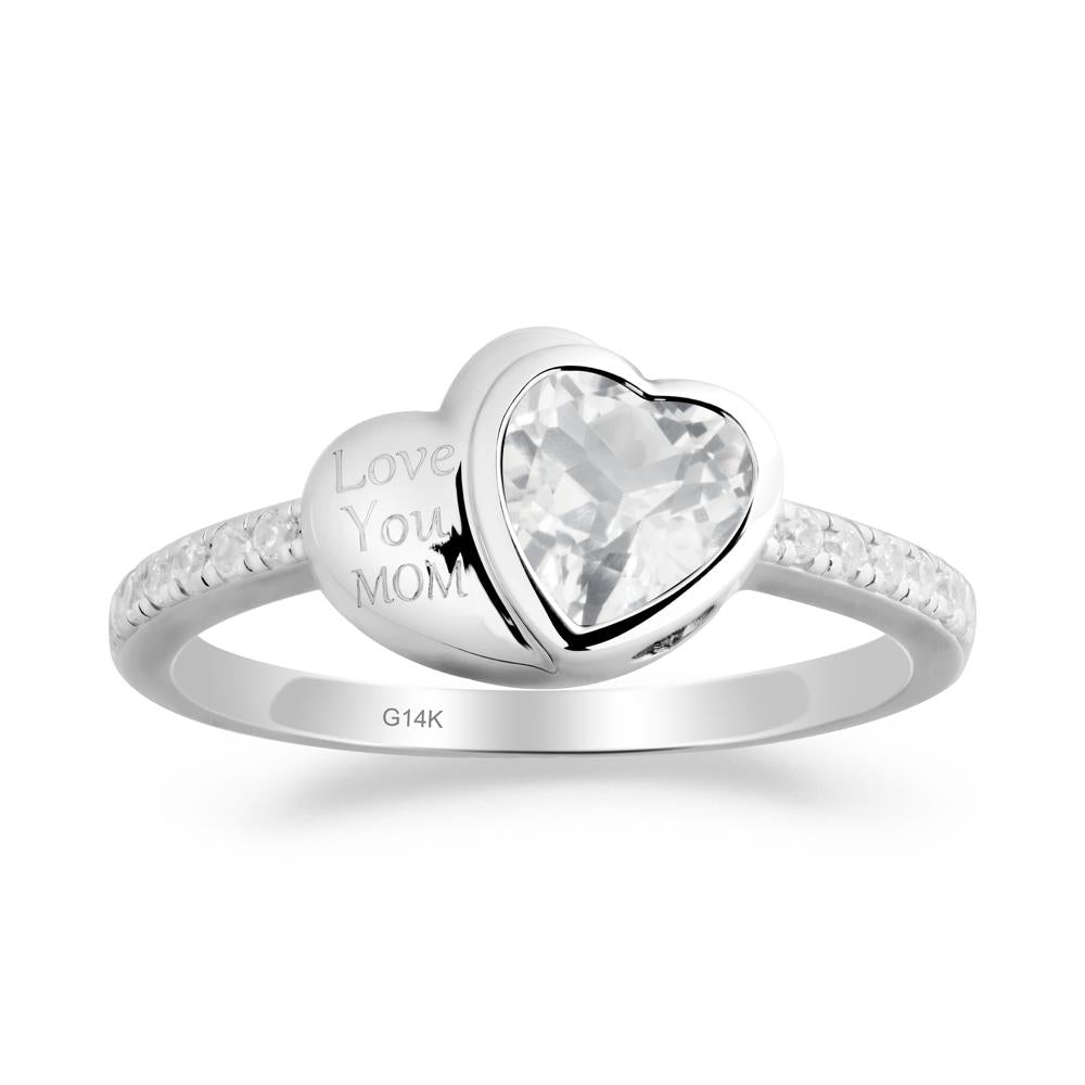 Bezel Set Heart Shaped White Topaz Ring - LUO Jewelry #metal_14k white gold
