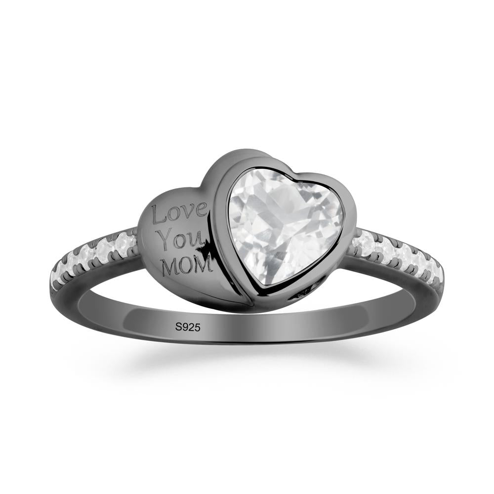 Bezel Set Heart Shaped White Topaz Ring - LUO Jewelry #metal_black finish sterling silver
