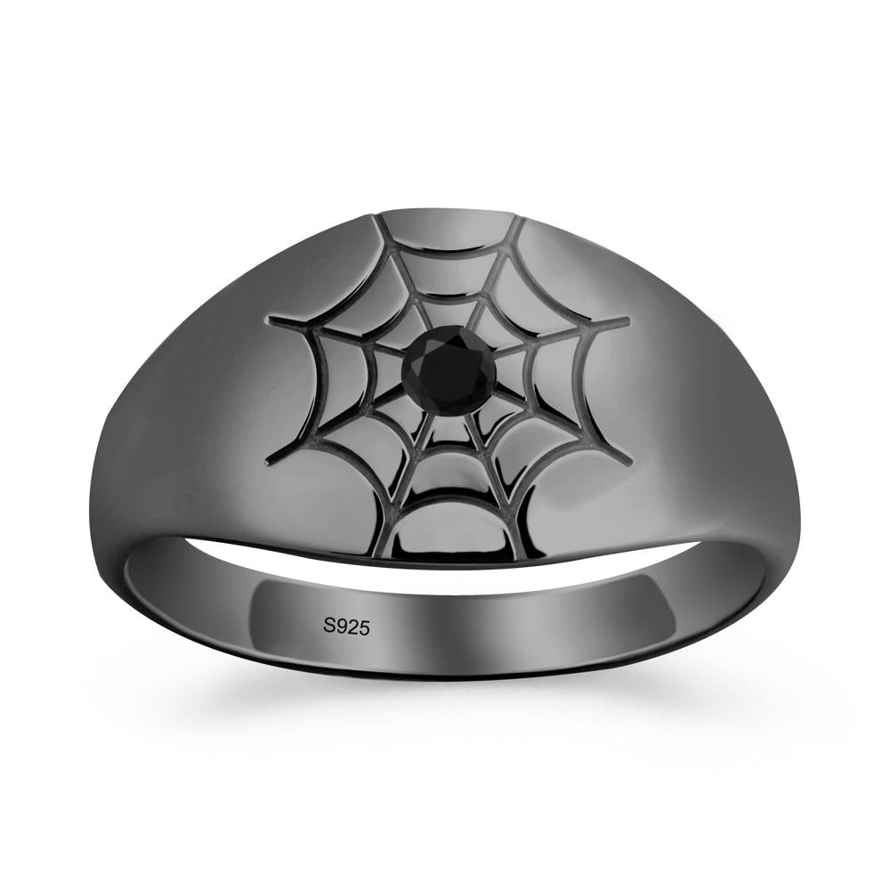 Spider Wed Inspired Black Spinel Ring - LUO Jewelry #metal_black finish sterling silver