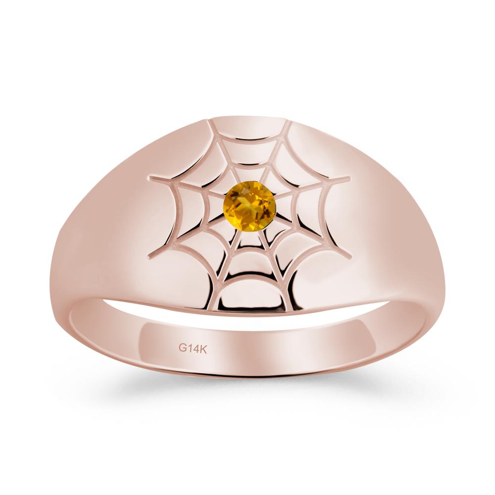 Men's Gothic Citrine Ring with Spider Wed - LUO Jewelry #metal_14k rose gold