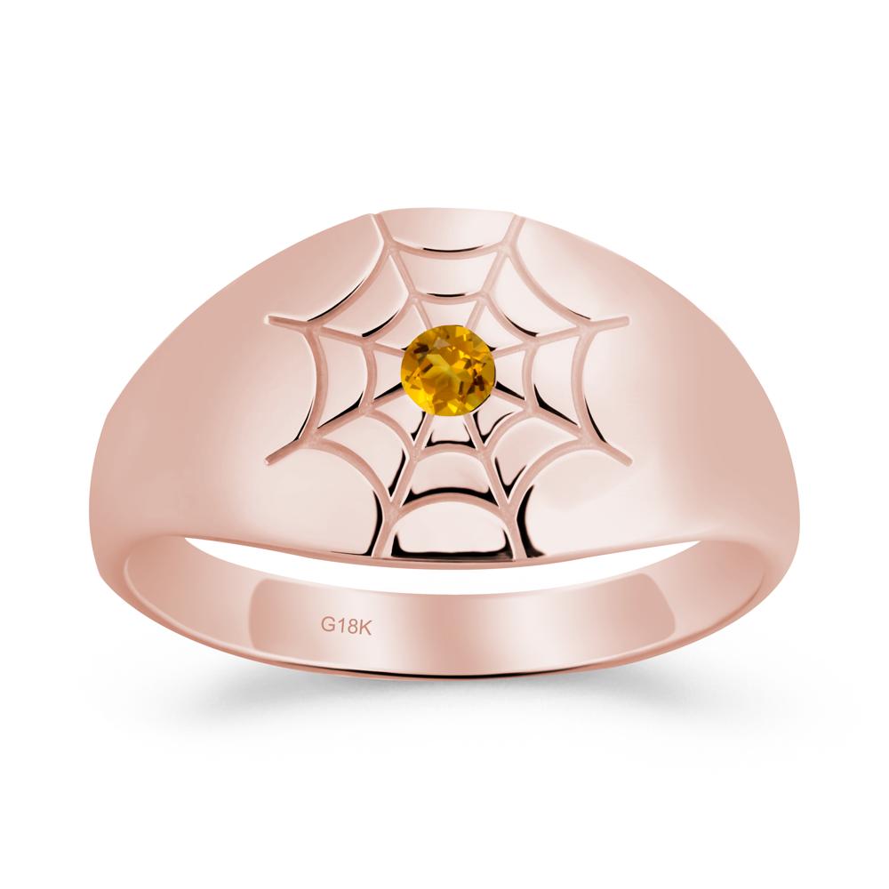 Men's Gothic Citrine Ring with Spider Wed - LUO Jewelry #metal_18k rose gold