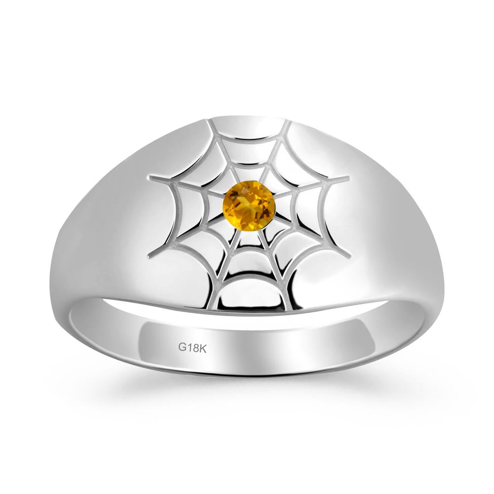 Men's Gothic Citrine Ring with Spider Wed - LUO Jewelry #metal_18k white gold