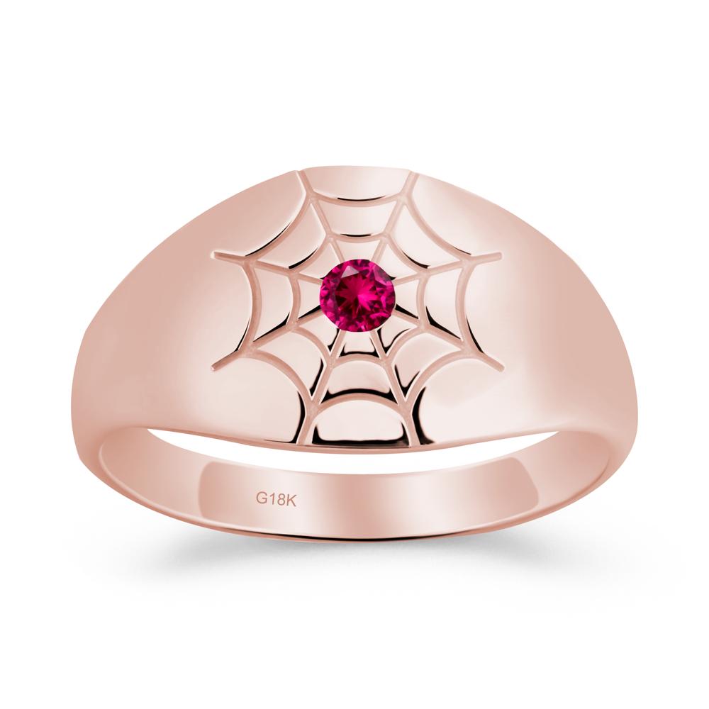 Men's Gothic Ruby Ring with Spider Wed - LUO Jewelry #metal_18k rose gold