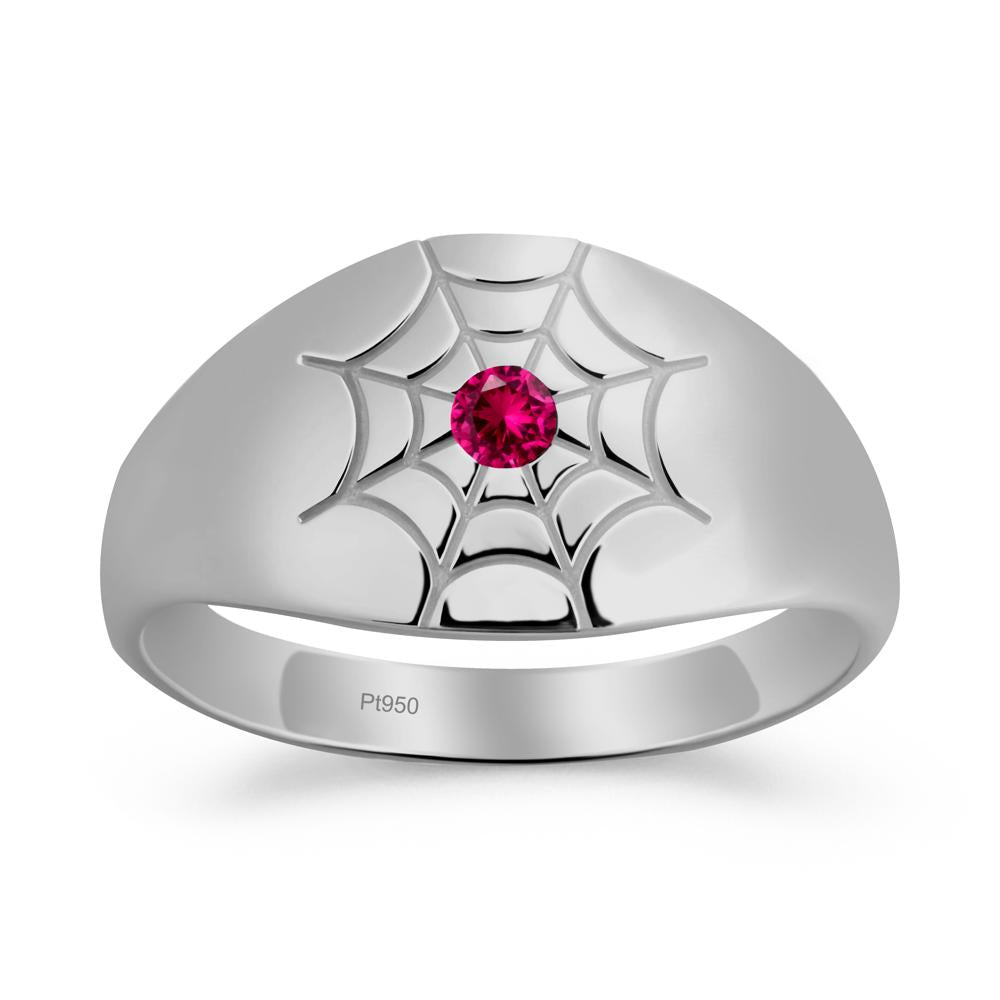 Men's Gothic Ruby Ring with Spider Wed - LUO Jewelry #metal_platinum