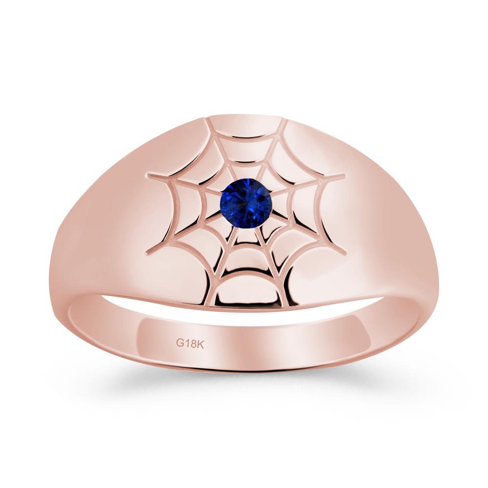 Men's Gothic Sapphire Ring with Spider Wed - LUO Jewelry #metal_18k rose gold