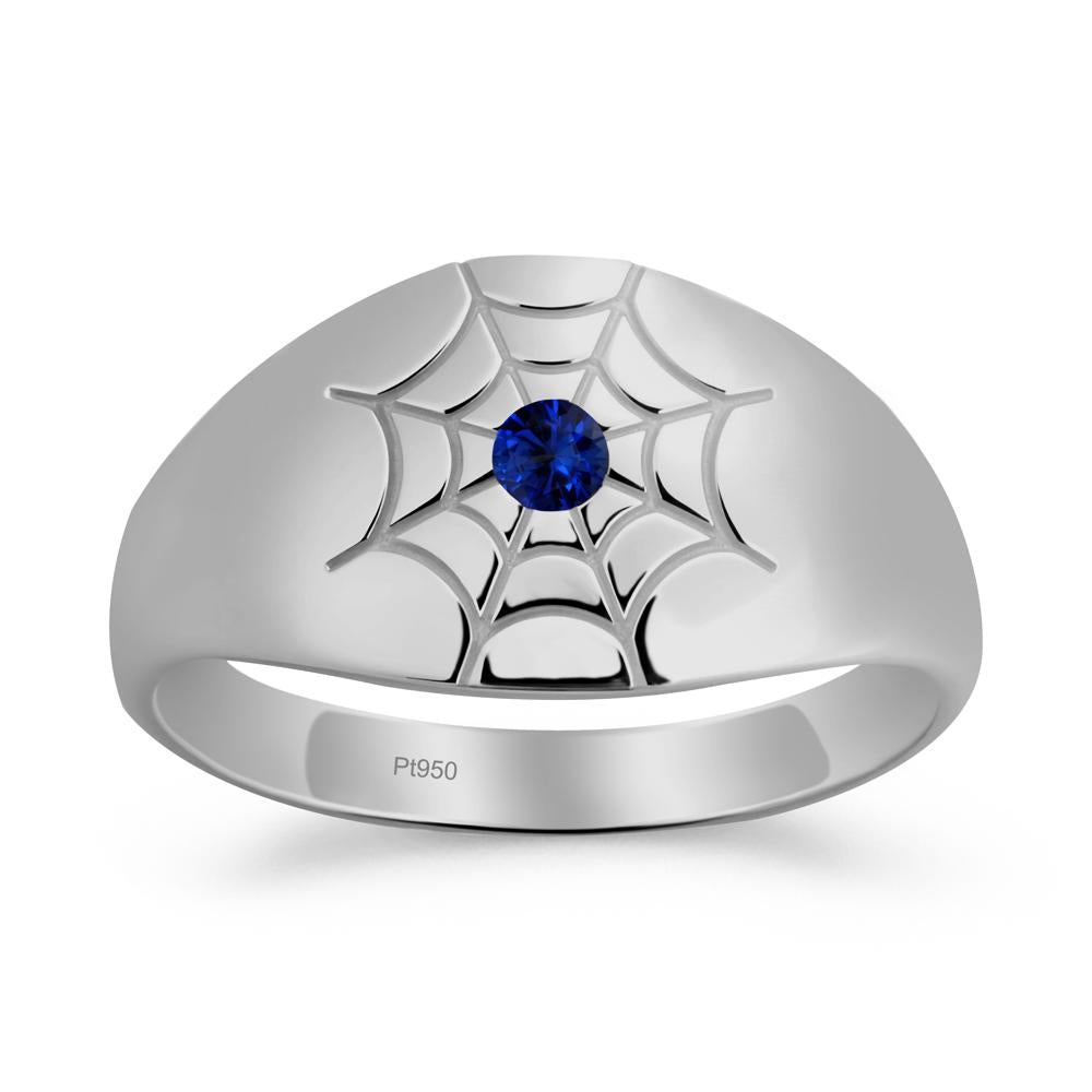 Men's Gothic Sapphire Ring with Spider Wed - LUO Jewelry #metal_platinum