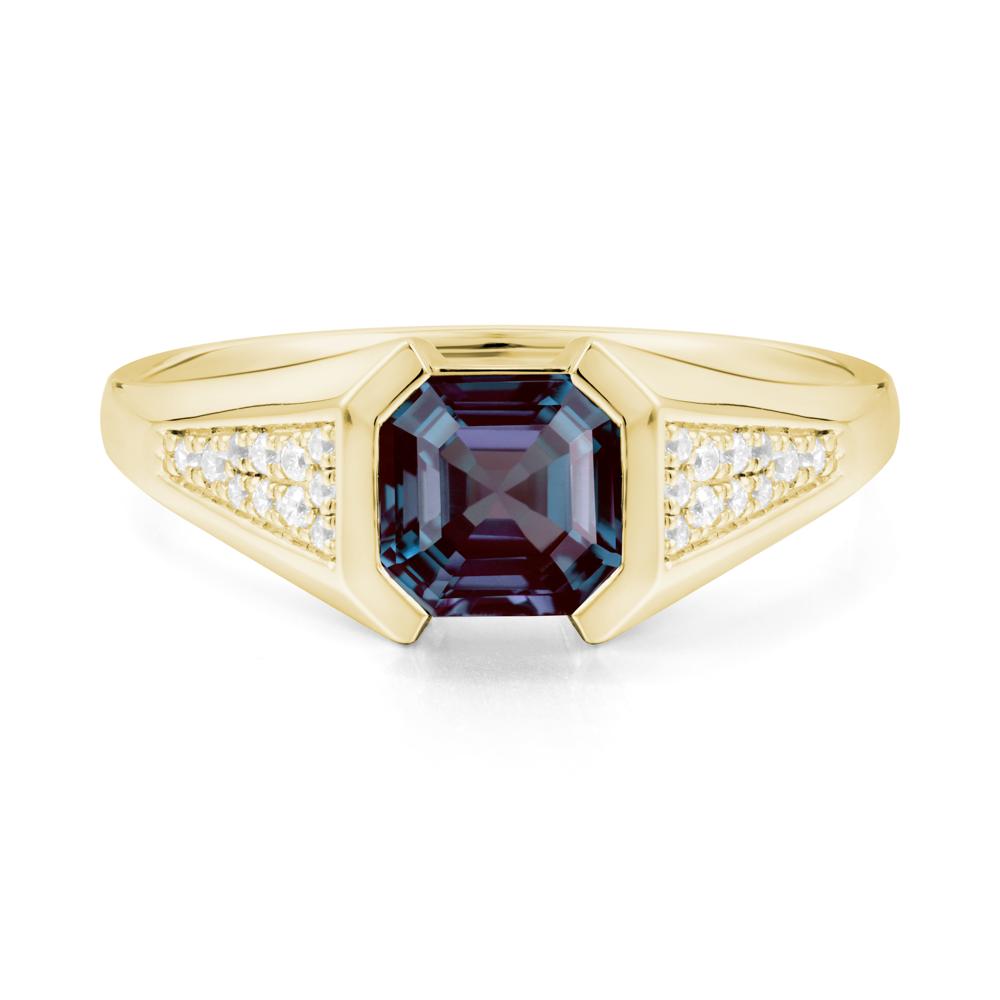 Asscher Cut Alexandrite Bezel Ring - LUO Jewelry #metal_18k yellow gold