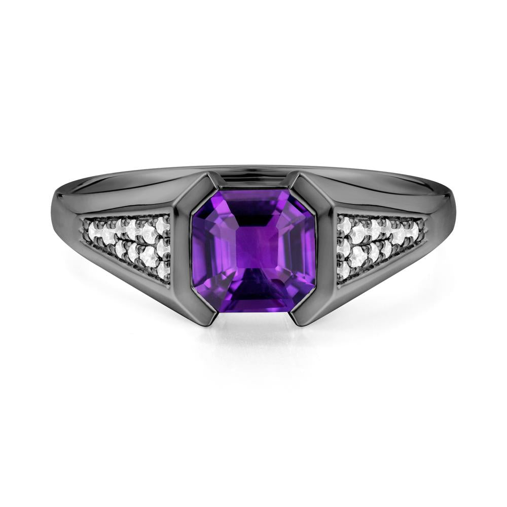 Asscher Cut Amethyst Statement Ring - LUO Jewelry #metal_black finish sterling silver