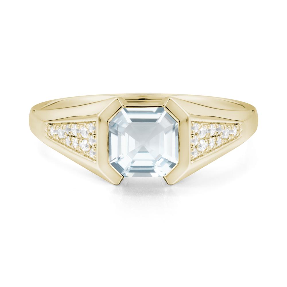 Asscher Cut Aquamarine Statement Ring - LUO Jewelry #metal_14k yellow gold