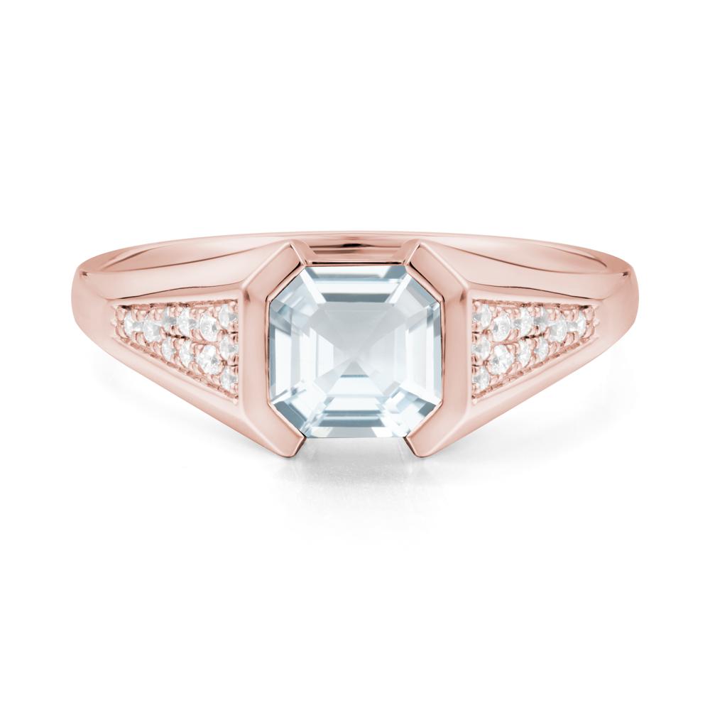 Asscher Cut Aquamarine Statement Ring - LUO Jewelry #metal_18k rose gold