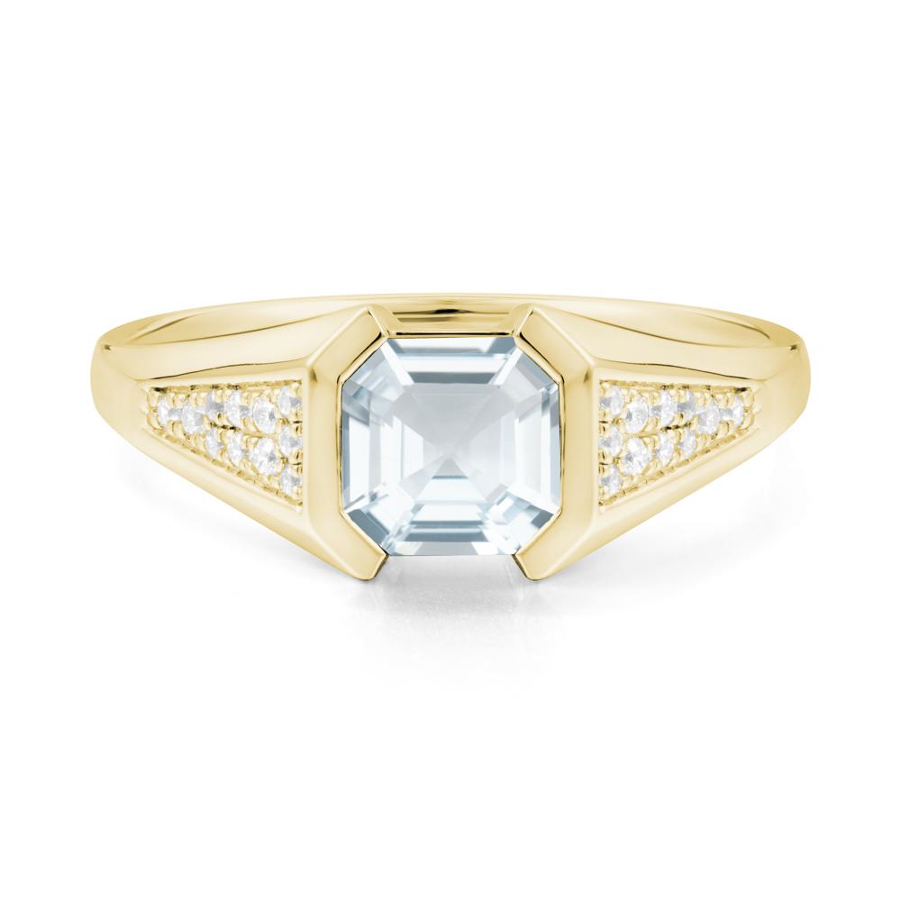 Asscher Cut Aquamarine Statement Ring - LUO Jewelry #metal_18k yellow gold
