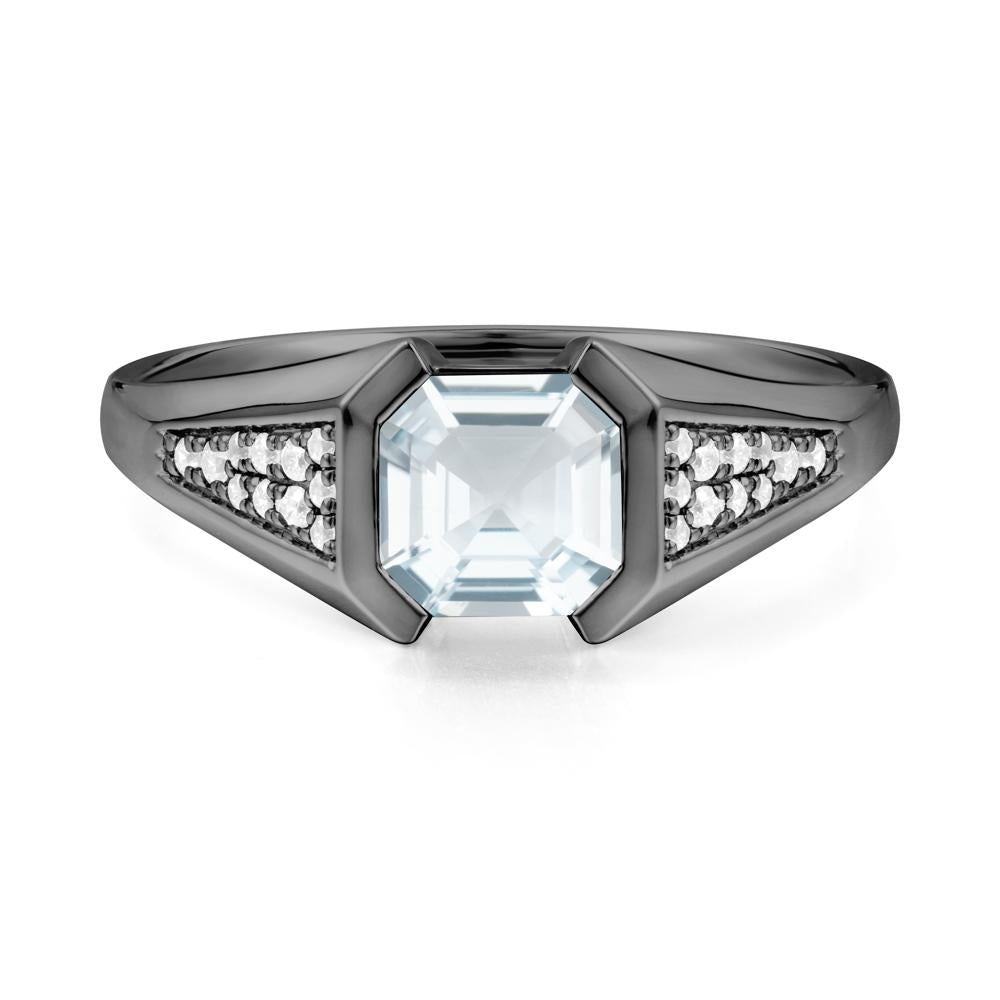 Asscher Cut Aquamarine Statement Ring - LUO Jewelry #metal_black finish sterling silver