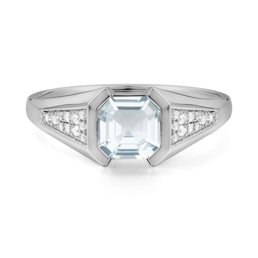 Asscher Cut Aquamarine Statement Ring - LUO Jewelry #metal_platinum