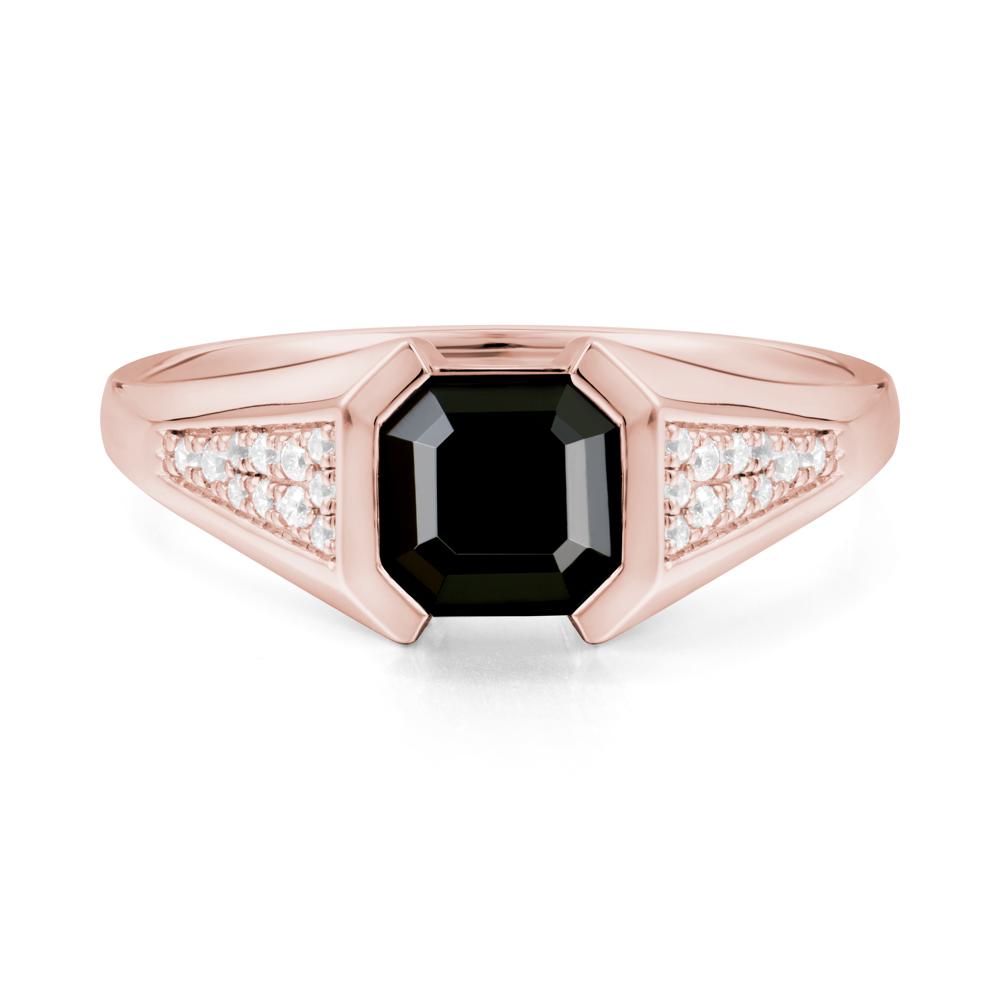 Asscher Cut Black Spinel Statement Ring - LUO Jewelry #metal_18k rose gold
