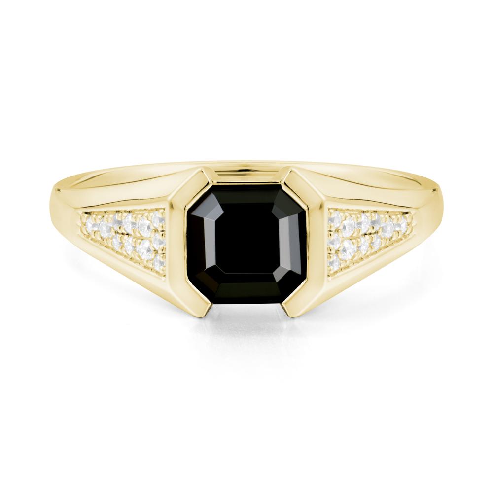 Asscher Cut Black Spinel Statement Ring - LUO Jewelry #metal_18k yellow gold