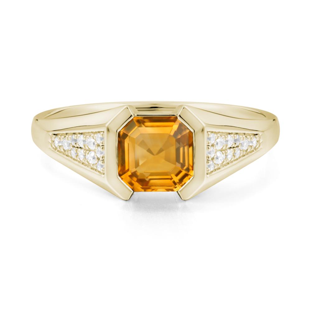 Asscher Cut Citrine Statement Ring - LUO Jewelry #metal_14k yellow gold