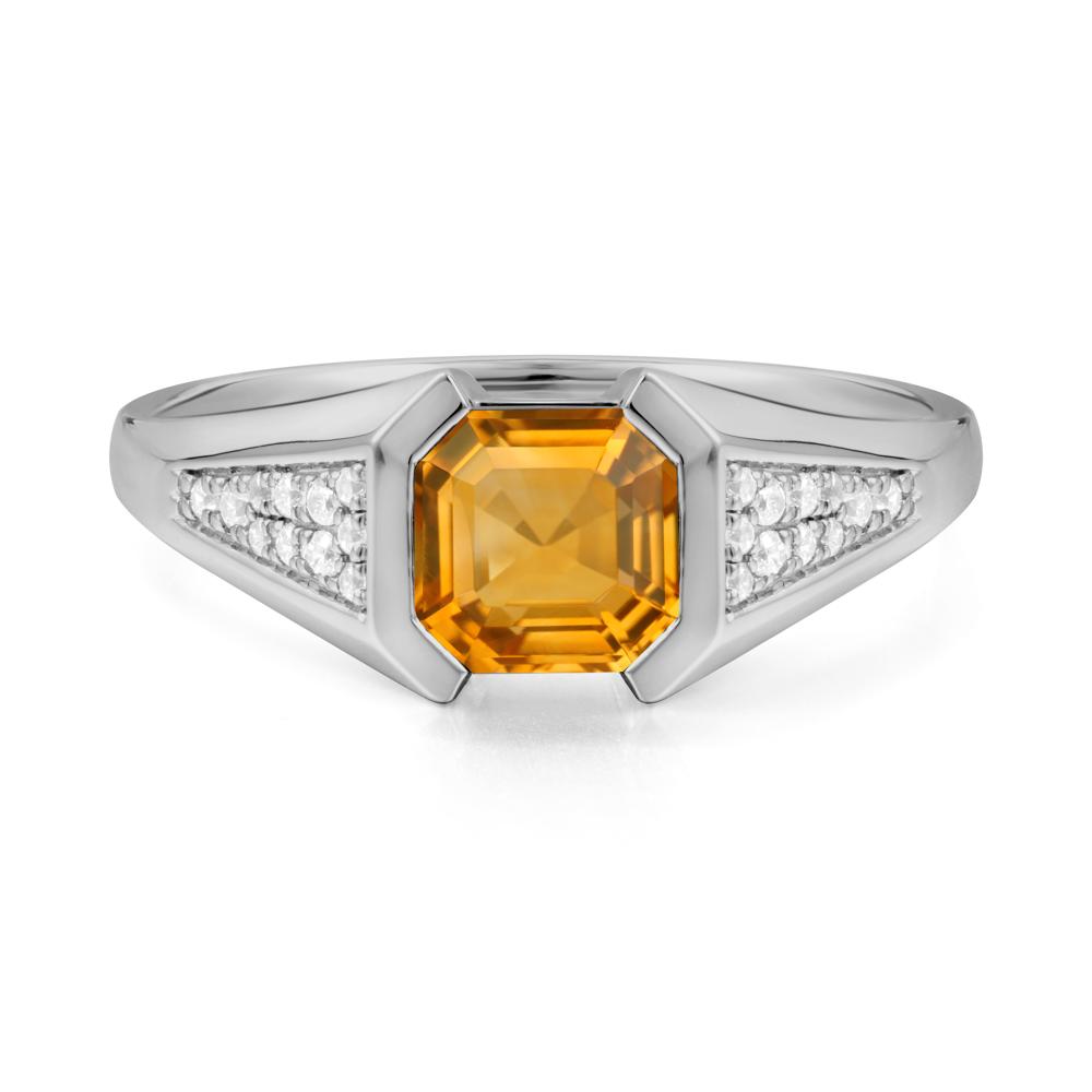 Asscher Cut Citrine Statement Ring - LUO Jewelry #metal_platinum