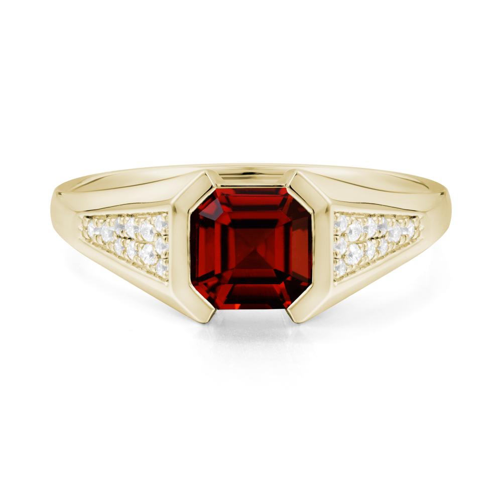 Asscher Cut Garnet Bezel Ring - LUO Jewelry #metal_14k yellow gold