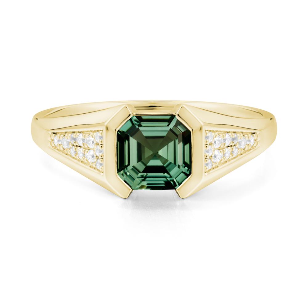 Asscher Cut Green Sapphire Statement Ring - LUO Jewelry #metal_18k yellow gold