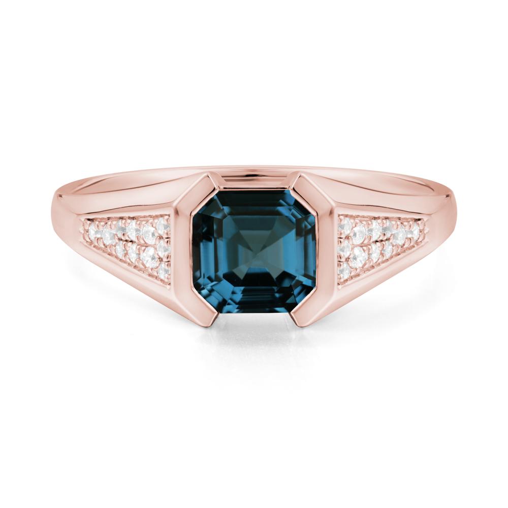 Asscher Cut London Blue Topaz Bezel Ring - LUO Jewelry #metal_18k rose gold