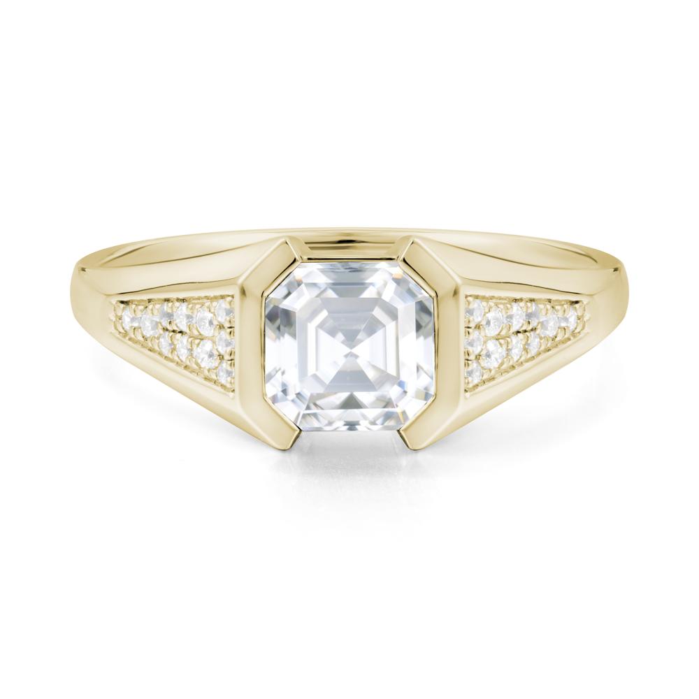 Asscher Cut Moissanite Statement Ring - LUO Jewelry #metal_14k yellow gold
