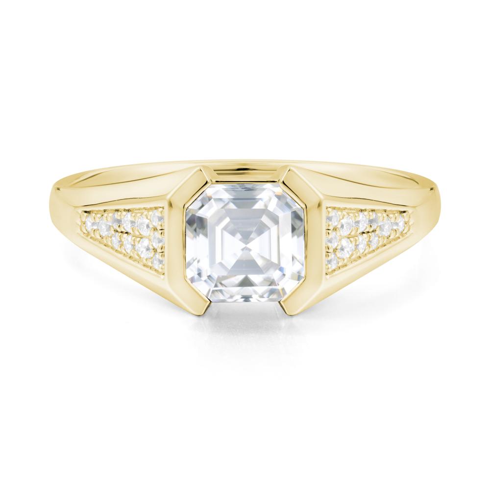 Asscher Cut Moissanite Statement Ring - LUO Jewelry #metal_18k yellow gold
