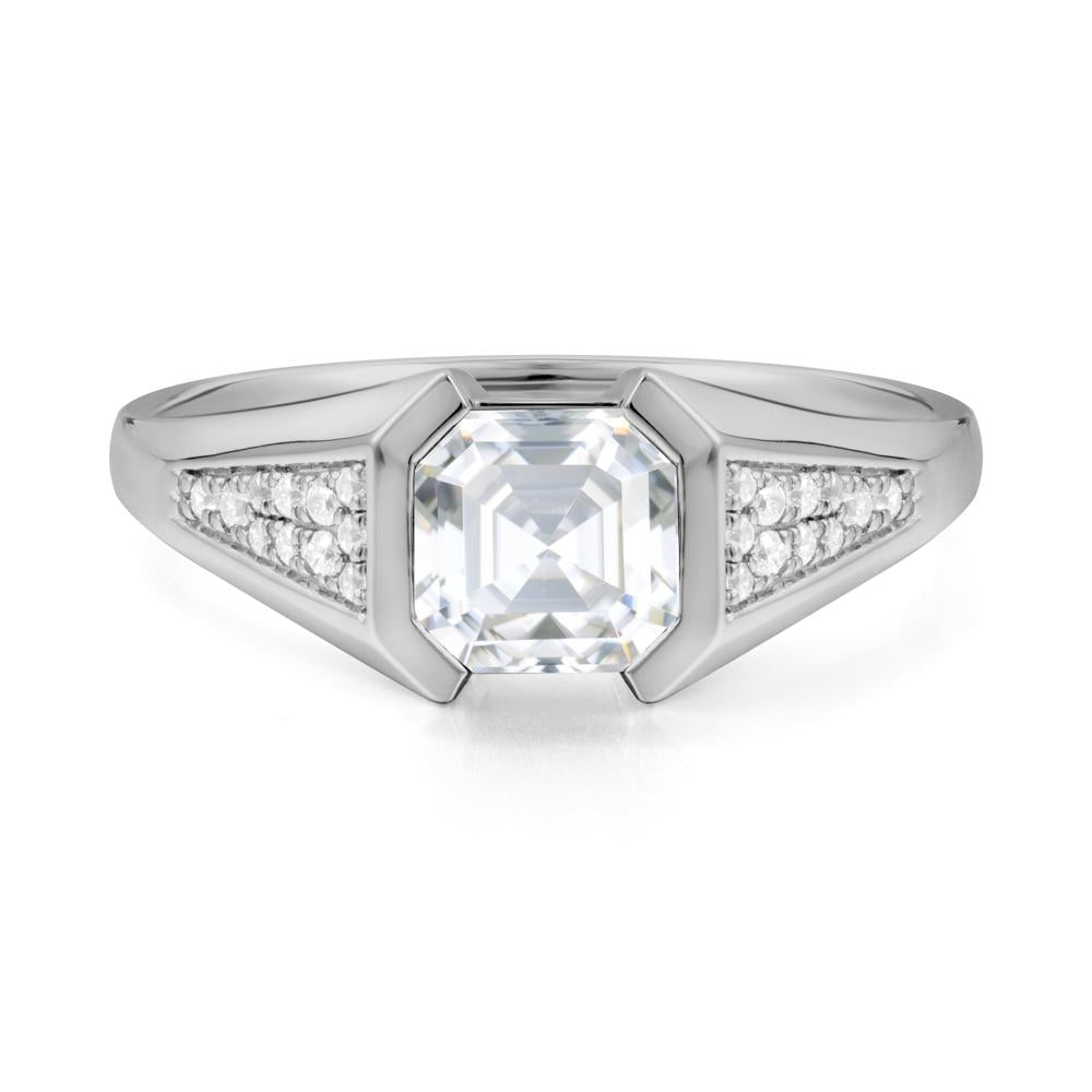 Asscher Cut Moissanite Statement Ring - LUO Jewelry #metal_platinum