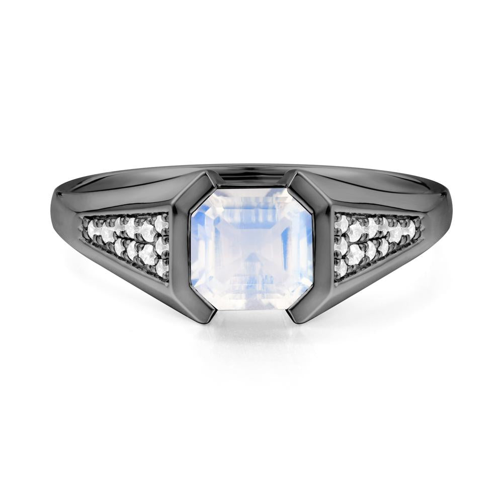 Asscher Cut Moonstone Statement Ring - LUO Jewelry #metal_black finish sterling silver