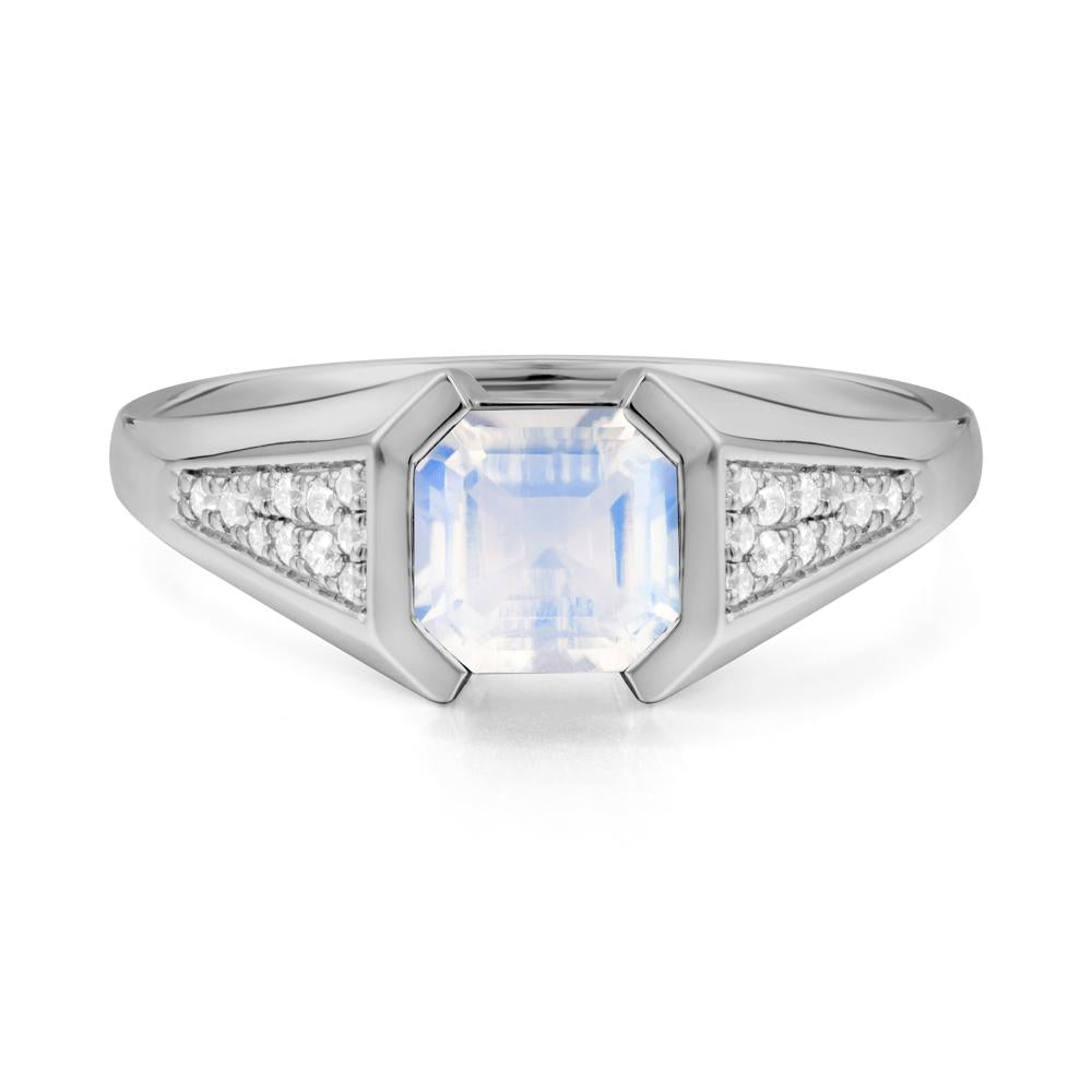 Asscher Cut Moonstone Statement Ring - LUO Jewelry #metal_platinum