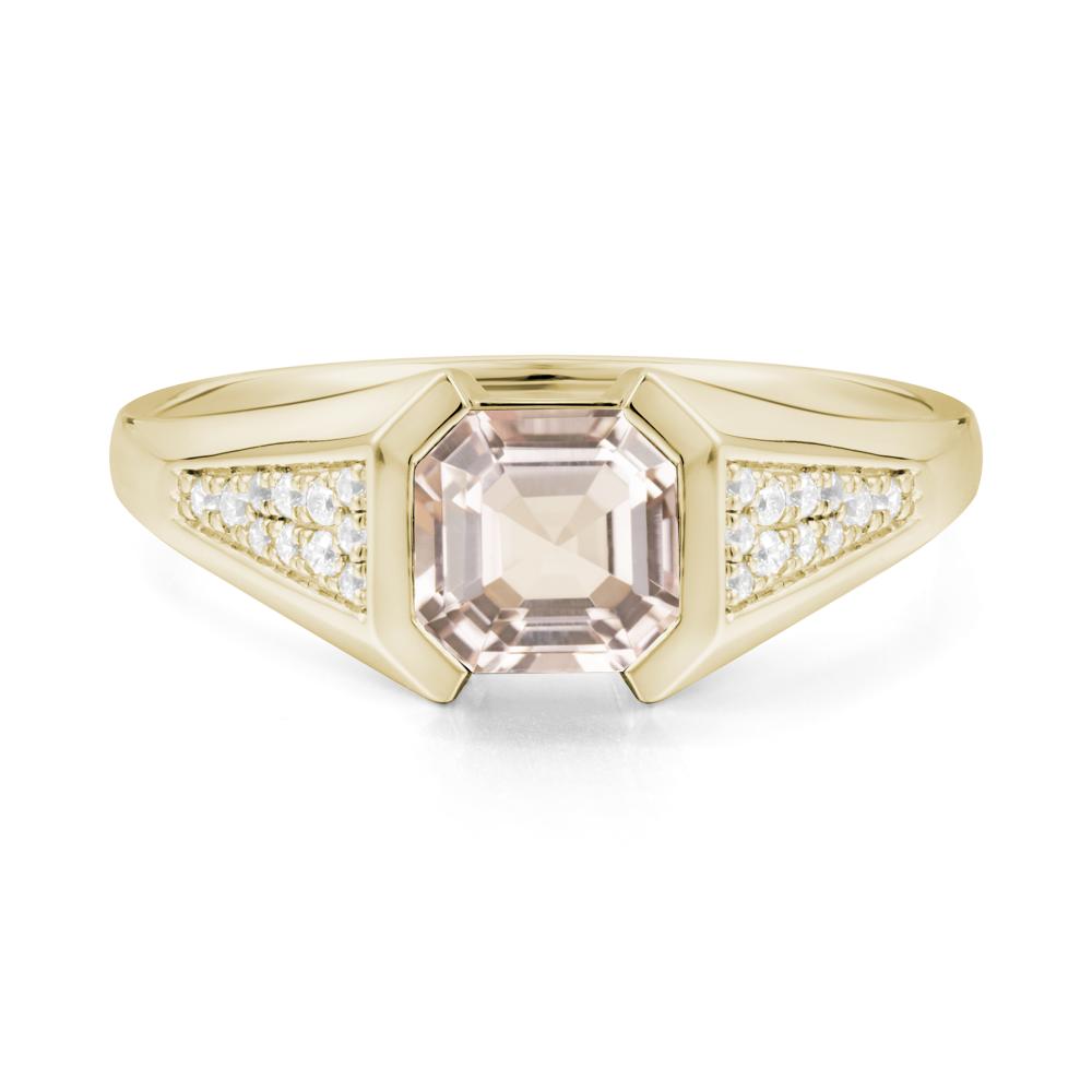 Asscher Cut Morganite Bezel Ring - LUO Jewelry #metal_14k yellow gold