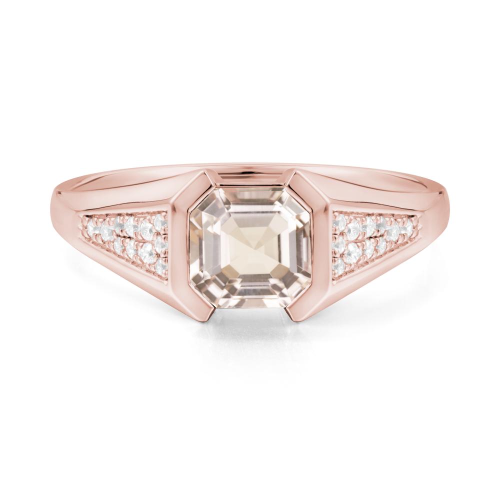 Asscher Cut Morganite Bezel Ring - LUO Jewelry #metal_18k rose gold