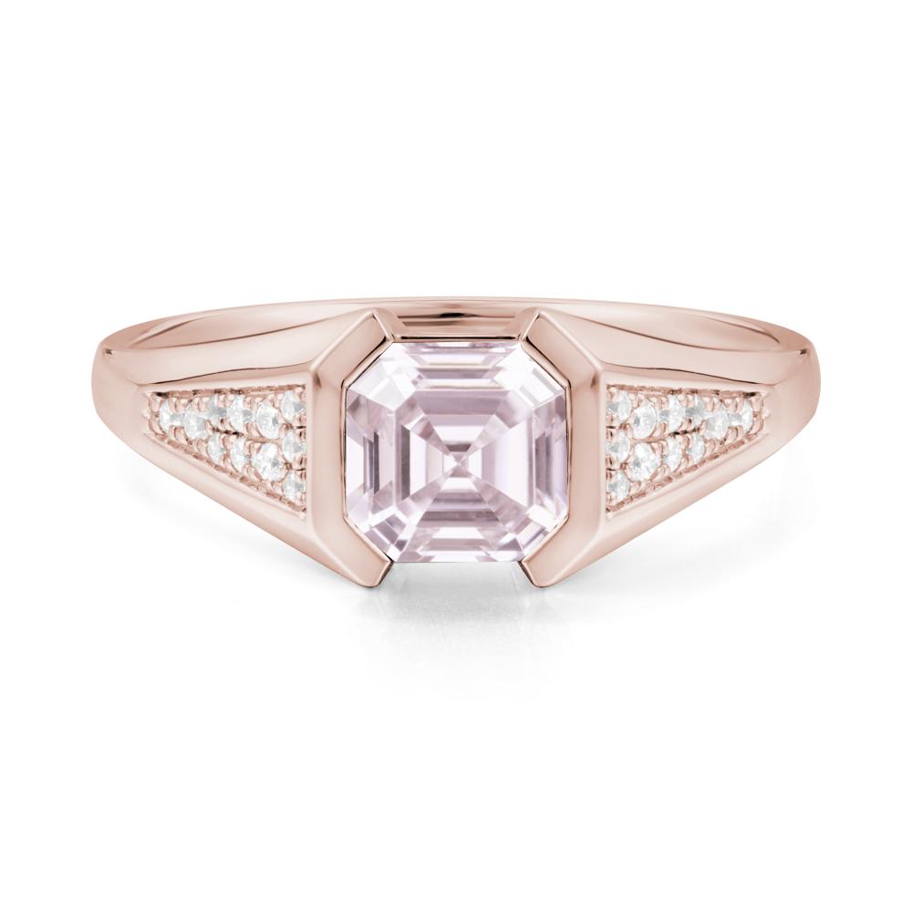 Asscher Cut Pink Cubic Zirconia Statement Ring - LUO Jewelry #metal_14k rose gold