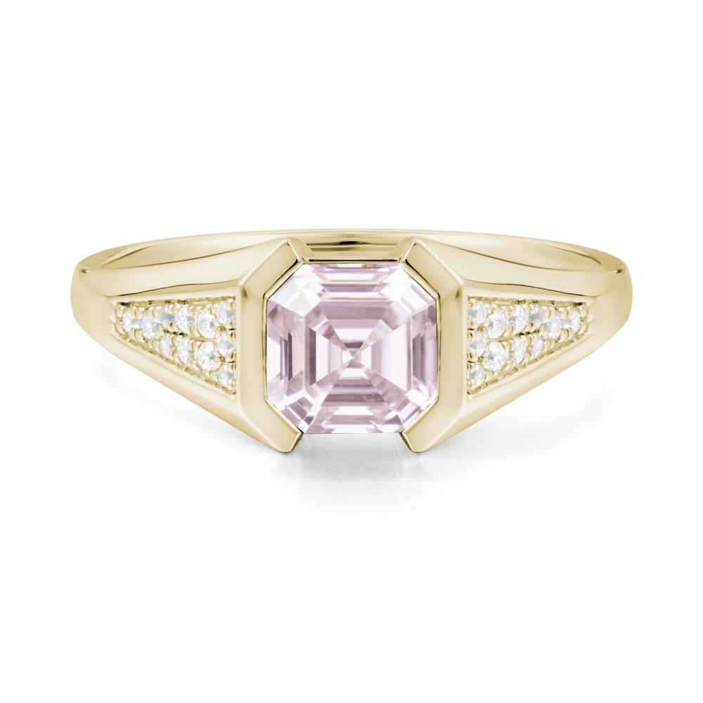 Asscher Cut Pink Cubic Zirconia Statement Ring - LUO Jewelry #metal_14k yellow gold