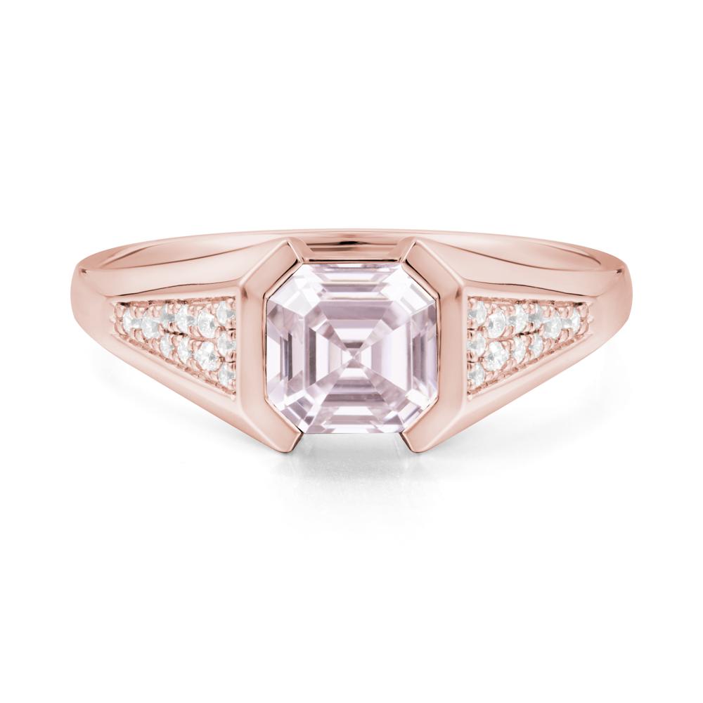 Asscher Cut Pink Cubic Zirconia Statement Ring - LUO Jewelry #metal_18k rose gold