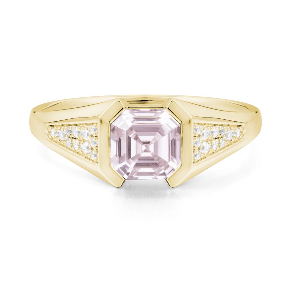 Asscher Cut Pink Cubic Zirconia Statement Ring - LUO Jewelry #metal_18k yellow gold