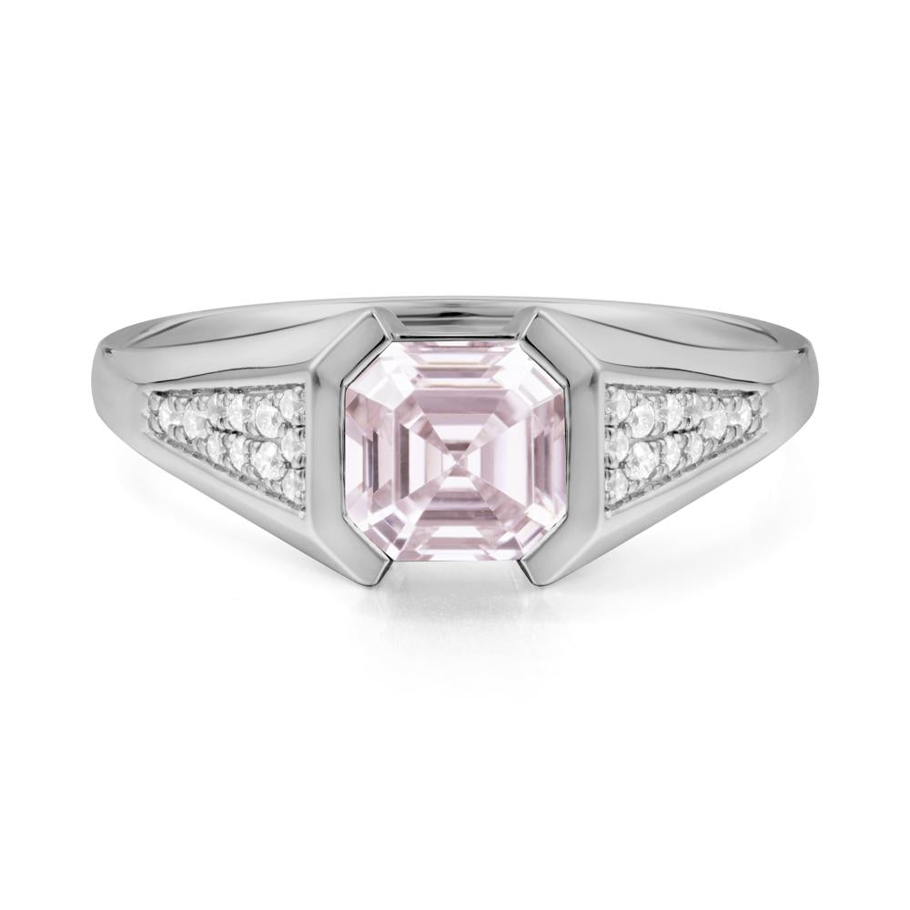 Asscher Cut Pink Cubic Zirconia Statement Ring - LUO Jewelry #metal_platinum