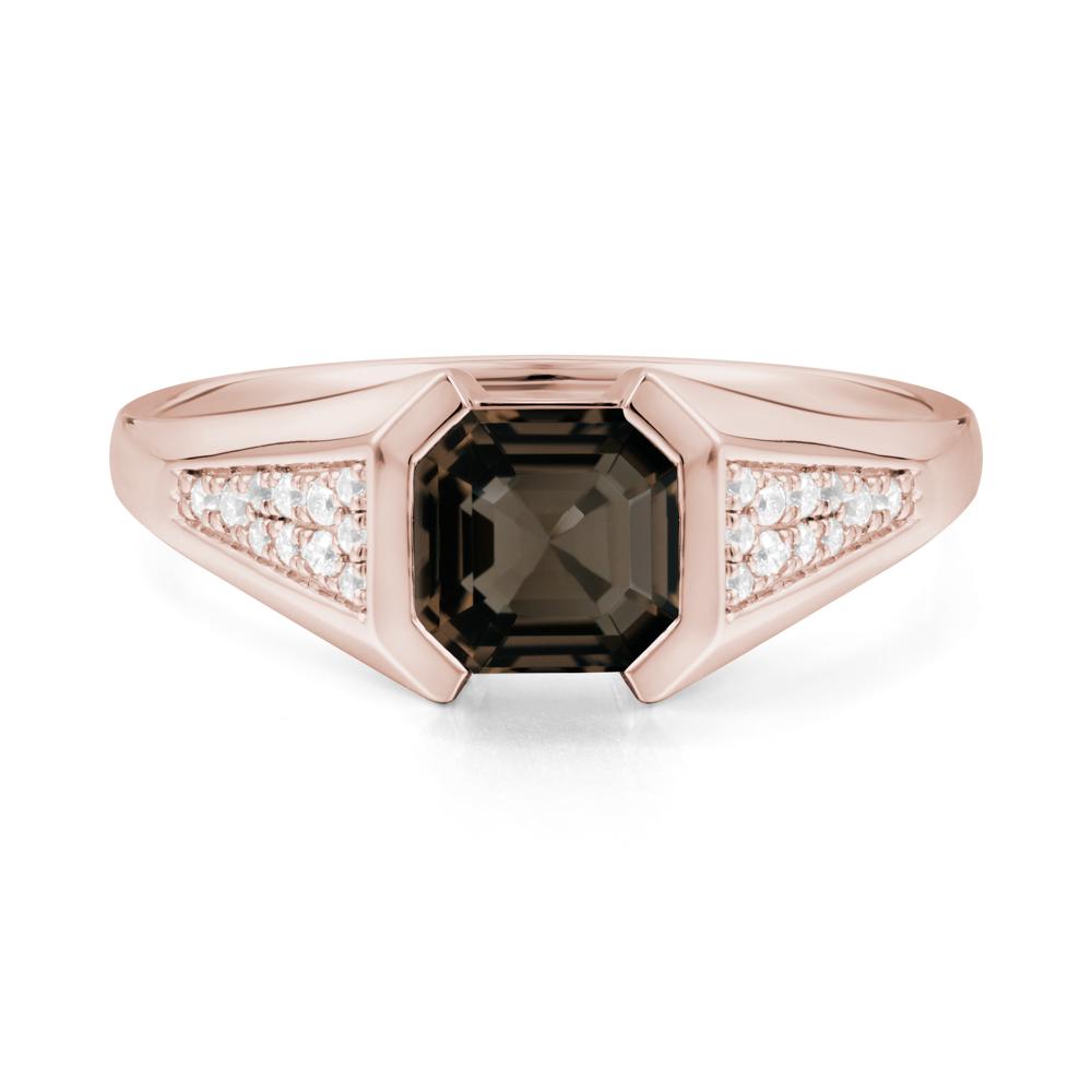 Asscher Cut Smoky Quartz Statement Ring - LUO Jewelry #metal_14k rose gold