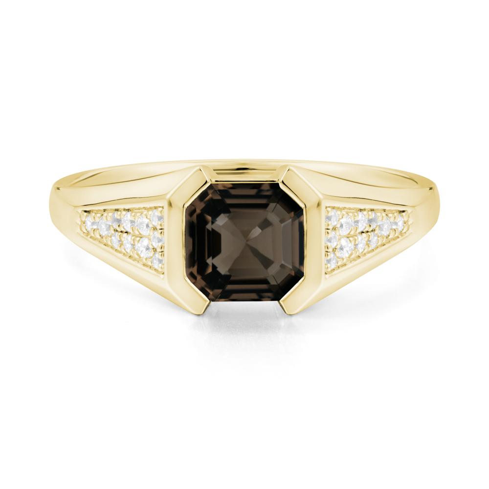 Asscher Cut Smoky Quartz Statement Ring - LUO Jewelry #metal_18k yellow gold