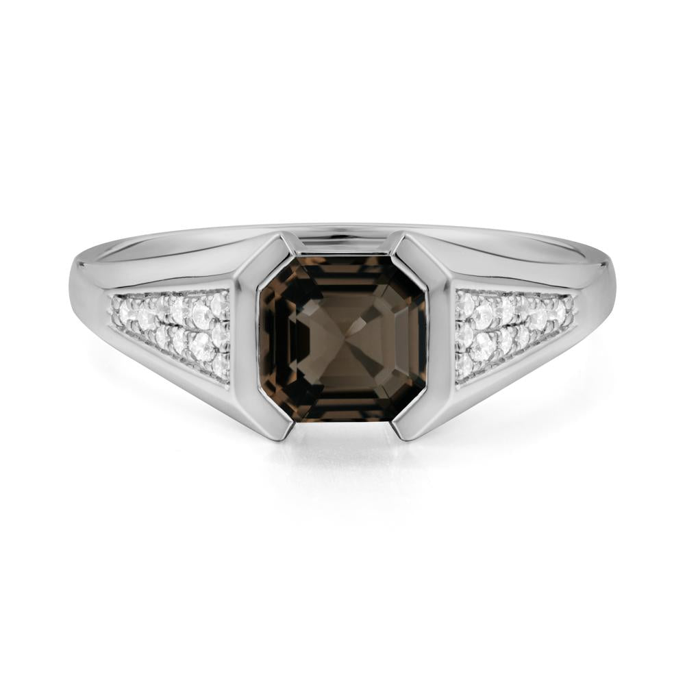 Asscher Cut Smoky Quartz Statement Ring - LUO Jewelry #metal_platinum