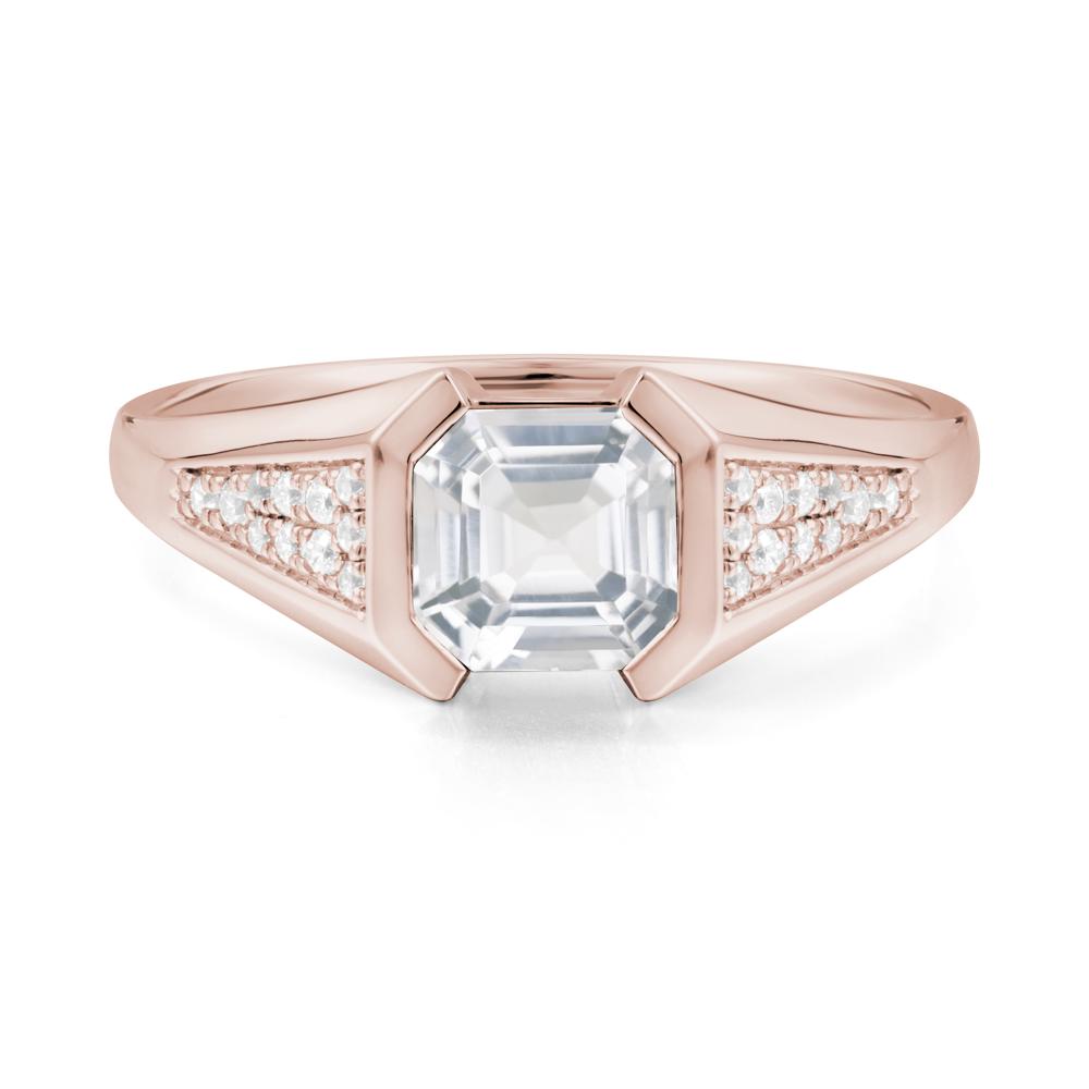 Asscher Cut White Topaz Statement Ring - LUO Jewelry #metal_14k rose gold