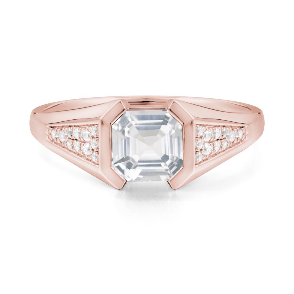 Asscher Cut White Topaz Statement Ring - LUO Jewelry #metal_18k rose gold