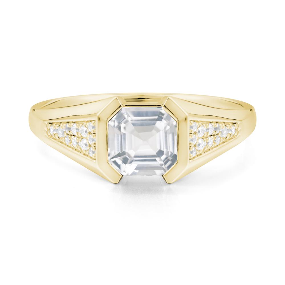 Asscher Cut White Topaz Statement Ring - LUO Jewelry #metal_18k yellow gold