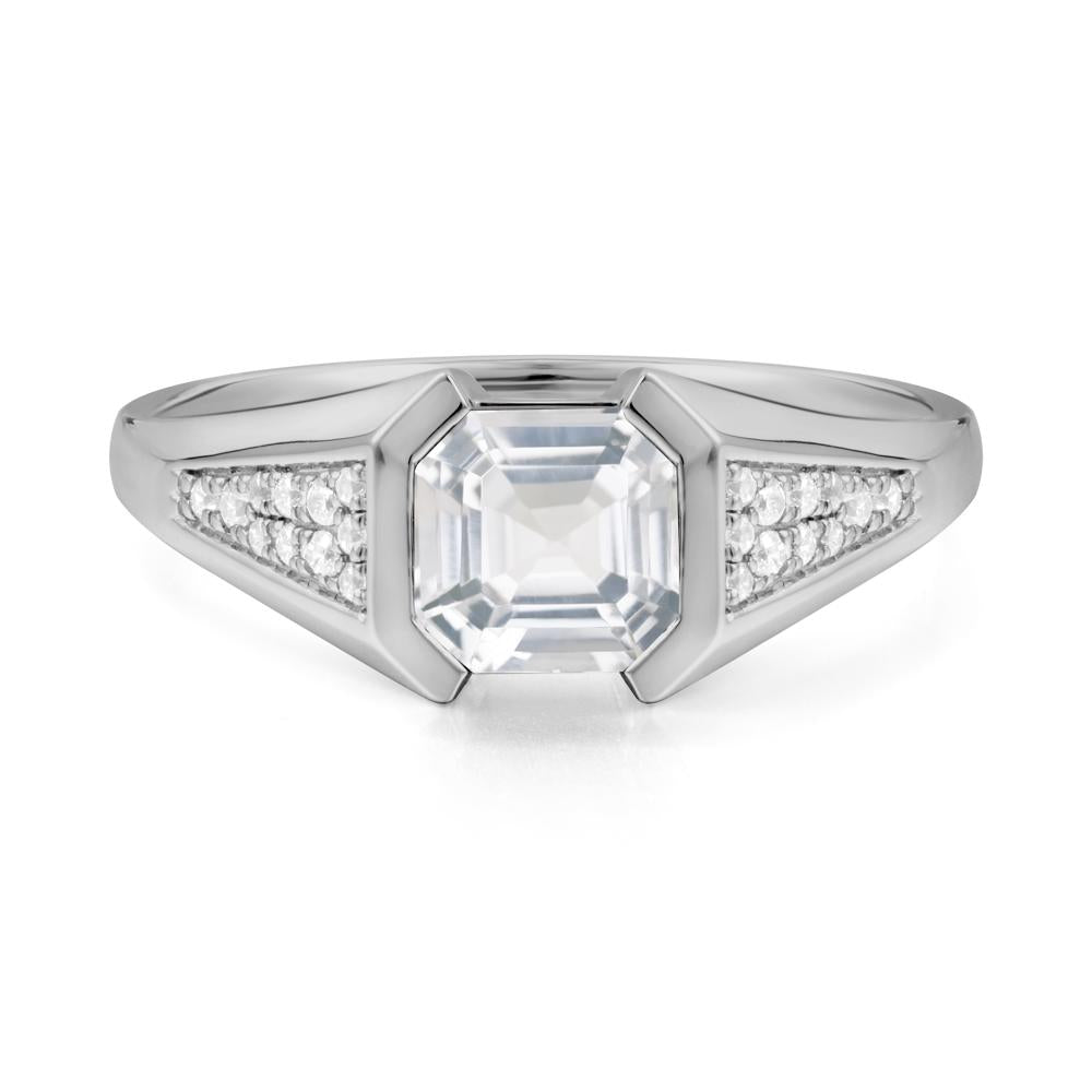 Asscher Cut White Topaz Statement Ring - LUO Jewelry #metal_platinum
