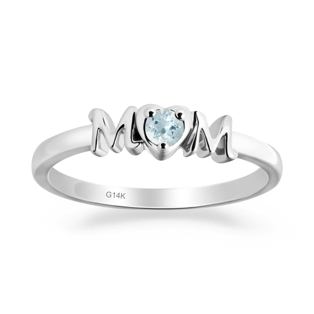 Minimalist Aquamarine Mother's Day Ring - LUO Jewelry #metal_14k white gold