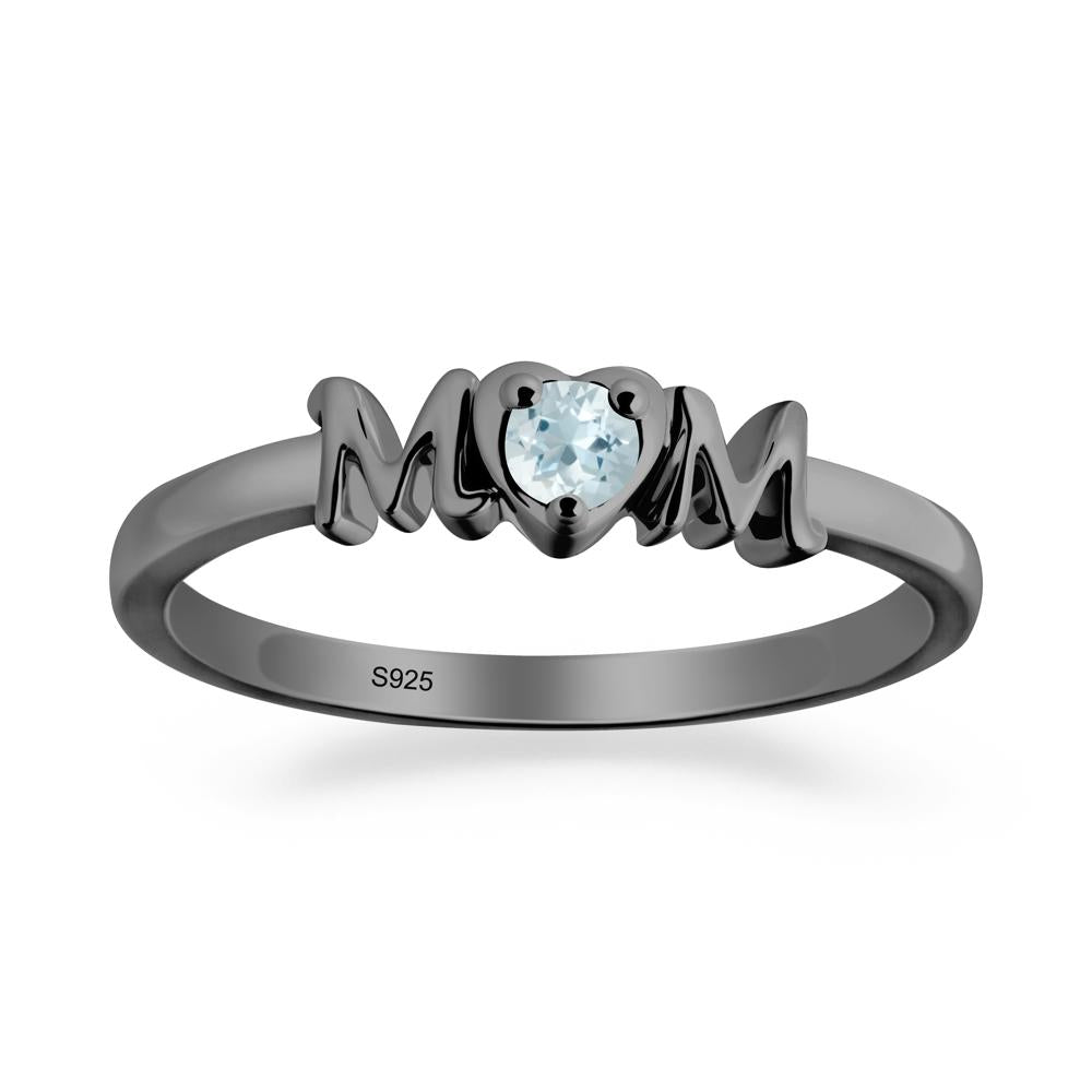 Minimalist Aquamarine Mother's Day Ring - LUO Jewelry #metal_black finish sterling silver