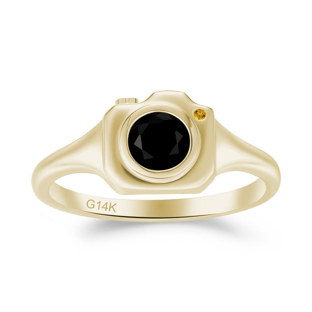 Creative Photography Inspired Black Spinel and Citrine Ring - LUO Jewelry #metal_14k yellow gold