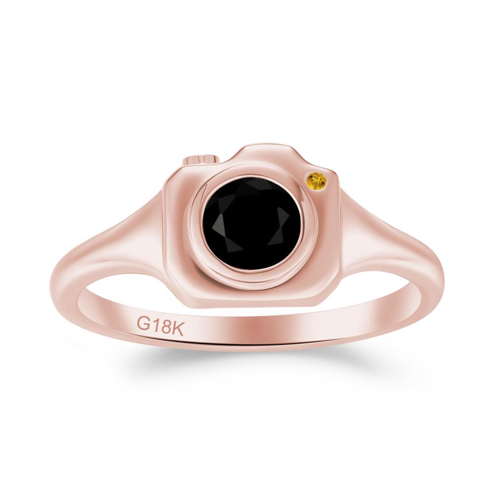 Creative Photography Inspired Black Spinel and Citrine Ring - LUO Jewelry #metal_18k rose gold