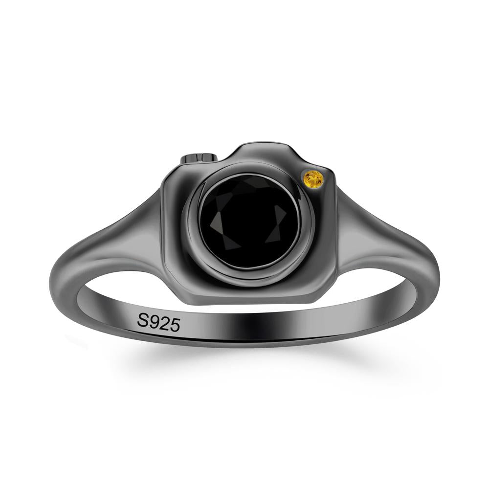 Creative Photography Inspired Black Spinel and Citrine Ring - LUO Jewelry #metal_black finish sterling silver