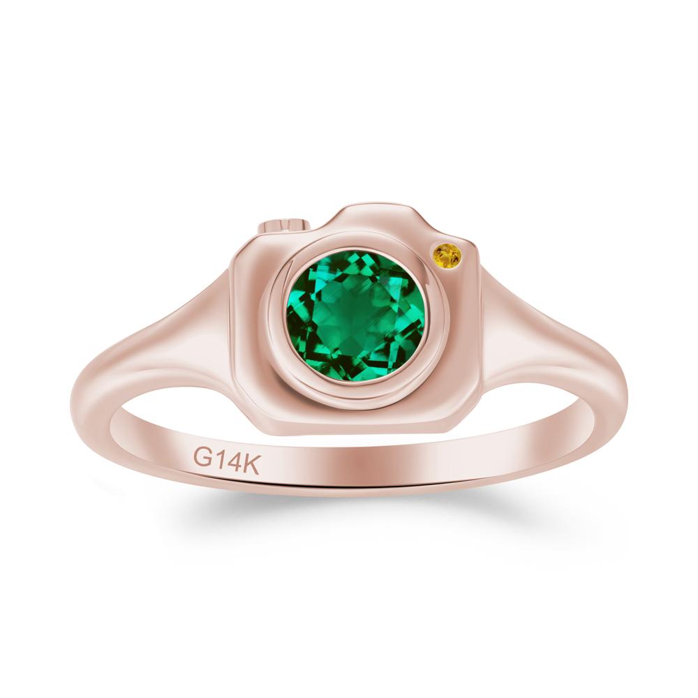 Creative Emerald and Citrine Statement Ring - LUO Jewelry #metal_14k rose gold