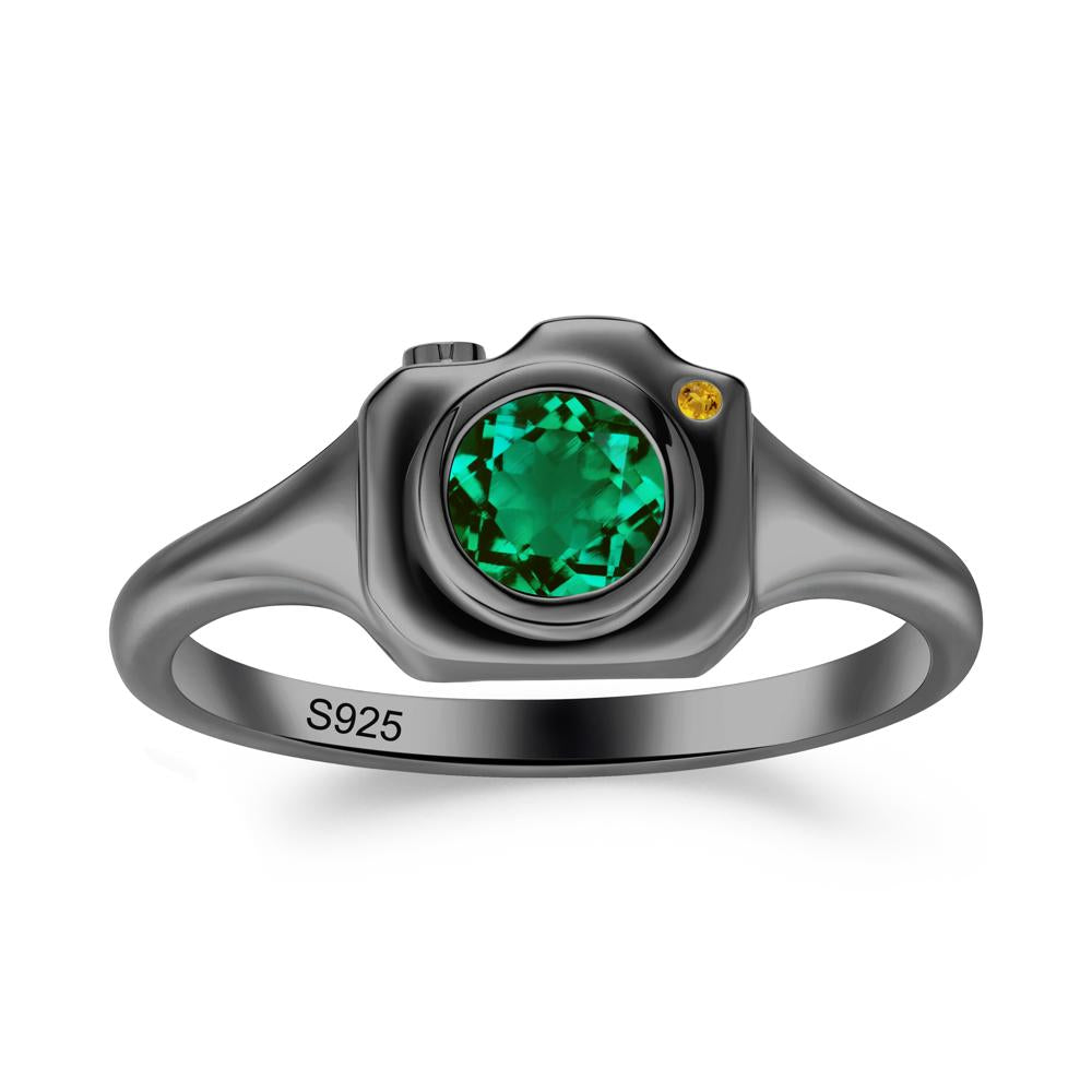 Creative Emerald and Citrine Statement Ring - LUO Jewelry #metal_black finish sterling silver